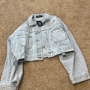 Rhinestone Fringed jean jacket
